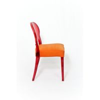 Loungechair | Esszimmerstuhl | transparent-rot mit Polster ORANGE