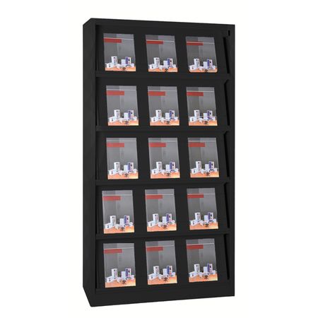 Prospektschrank | Prospektregal aus Stahl 195x100x42 SCHWARZ