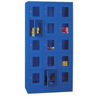 PAVOY Schließfachschrank mit Sichtfenstertüren | 15 Abteile je 30 cm breit | 185 x 90 x 50 | große Farbauswahl