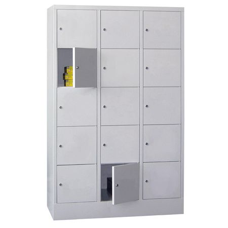 PAVOY Schließfachschrank mit Vollblechtüren | 15 Abteile je 40 cm breit | 185 x 120 x 50 | GROßE FARBAUSWAHL