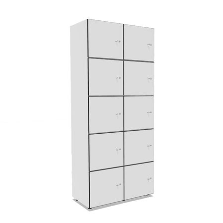 Holzschrank Postverteilschrank Schließfachschrank 10 Abteile weiß weiss
