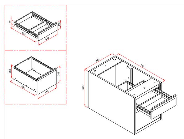 Schreibtischcontainer mit 2 Schubladen