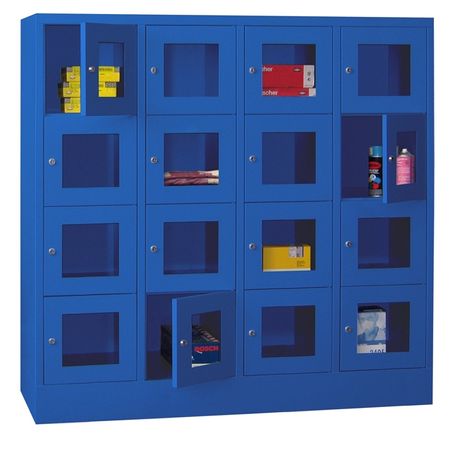 PAVOY Schließfachschrank mit Sichtfenstertüren | 16 Abteile je 40 cm breit | 151