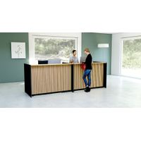 Große Empfangstheke Woody Up & Down (höhenverstellbar) Eiche, anthrazit | 112 x 328 x 98 cm (HxBxT)