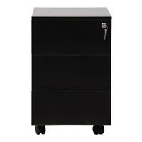 Rollcontainer mit 3 Schubladen | SCHWARZ | 61 x 40 x 60 cm (HxBxT)