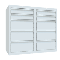 PAVOY Werkzeug-Schubladenschrank mit 10 Schüben - 2 Reihen mit 4x10 cm und 6x20 cm Blendenhöhe | 90 x 100 x 50 | große Farbauswahl