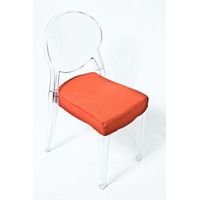 Loungechair | Esszimmerstuhl | transparent mit Polster TERRACOTTA