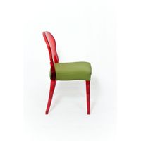 Loungechair | Esszimmerstuhl | transparent-rot mit Polster GRÜN