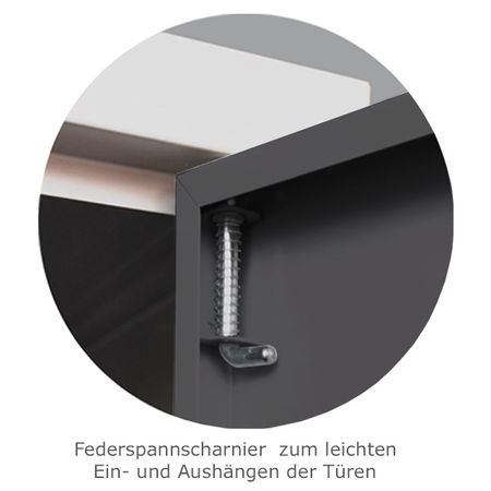 Federspannscharnier  zum leichten  Ein- und Aushängen der T üren des Spindes