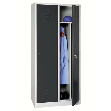 Spind mit 2 Abteilen und Schwarz-Weiß-Trennung 180x80x50 GRAU/ANTHRAZIT