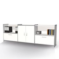 Chromeline Sideboard 2 / 3 mit 2 Schubladen und Holztüren | 78 x 236 x 38 cm | Anthrazit, Weiß, Rot