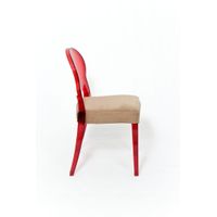 Loungechair | Esszimmerstuhl | transparent-rot mit Polster BRAUN