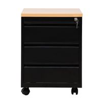 Rollcontainer mit 3 Schubladen | SCHWARZ/BUCHE | 62 x 46 x 60 cm (HxBxT)