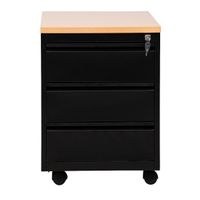 Rollcontainer mit 3 Schubladen | SCHWARZ/BUCHE | 62 x 46 x 79 cm (HxBxT)