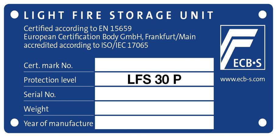 Brandschutzklasse Feuerwiderstandsfähigkeit LFS 30P