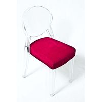 Loungechair | Esszimmerstuhl | transparent mit Polster ROT
