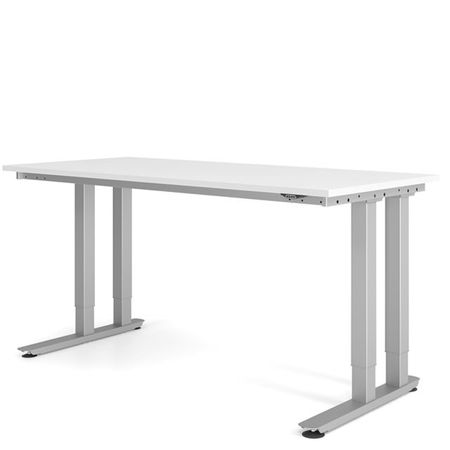 Hammerbacher VHD4180 8 Schreibtisch | Sitz-Stehtisch Schwerlast| doppeltem T-Fuß-Gestell-Weiß