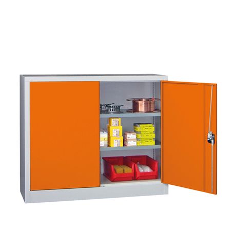 Werkstattschrank Werkzeugschrank Flügeltürschrank Schwerlastschrank Sideboard Unterbauschrank orange