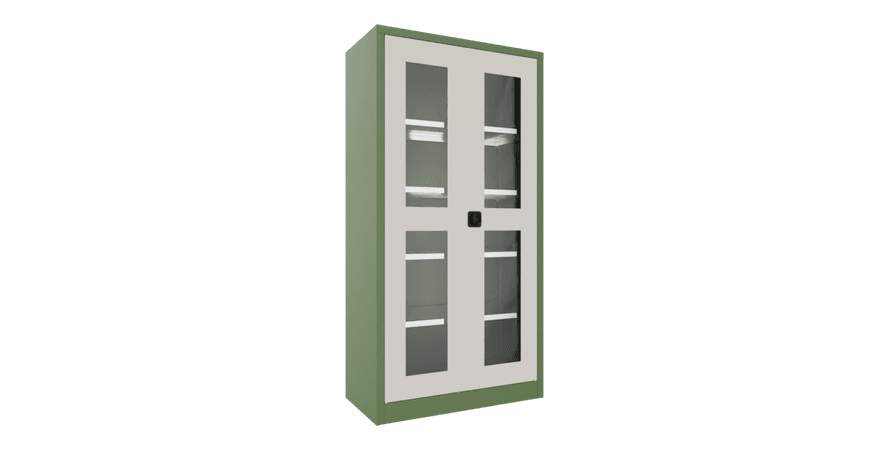 PAVOY Flügeltürschrank | mit Sichtfenstertüren | 195 x 100 x 50 | große Farbauswahl